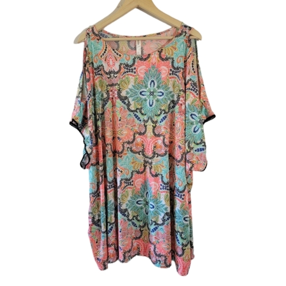 SWIM By Cacique Women's Beach Dress Sz 22/24 Colorful Stretchy Boho Resortwear - Picture 1 of 12
